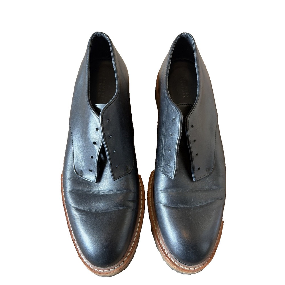 Barneys New York Classic Black Leather Oxford‎ Dress Shoes Italy 36.5 6 NO LACES